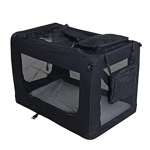 ESTEXO Hundebox Hundetransportbox Transportbox faltbar Reisebox Katzenbox Box Transporttasche Tierbox Katzentransportbox Autobox (XXXL/Schwarz) von ESTEXO