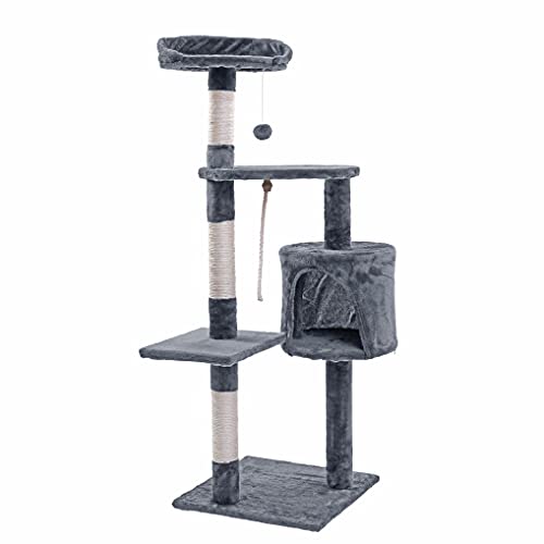 ESTEXO Katzenkratzbaum Kratzbaum Katzenbaum 112 cm Spielbaum XL Kletterbaum für Katzen Kratzmöbel Spielmöbel Hellgrau ESTEXO Katzenkratzbaum Kratzbaum Katzenbaum 112 cm Spielbaum XL Kletterbaum für Katzen Kratzmöbel Spielmöbel Hellgrau von ESTEXO