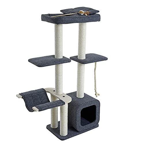 ESTEXO Katzenkratzbaum Kratzbaum Katzenbaum 140 cm Spielbaum XL Kletterbaum für Katzen Kratzmöbel Spielmöbel Grau ESTEXO Katzenkratzbaum Kratzbaum Katzenbaum 140 cm Spielbaum XL Kletterbaum für Katzen Kratzmöbel Spielmöbel Grau von ESTEXO