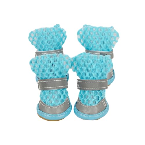 ESTINTENG Atmungsaktive Sommerschuhe für kleine Hunde, Netz-Sandalen, Teddy, VIP, Zwergspitz, für kleine Hunde, Hundefußabdeckungen, Blau Nr. 1 (empfohlenes Gewicht 0,5–1,4 kg) von ESTINTENG