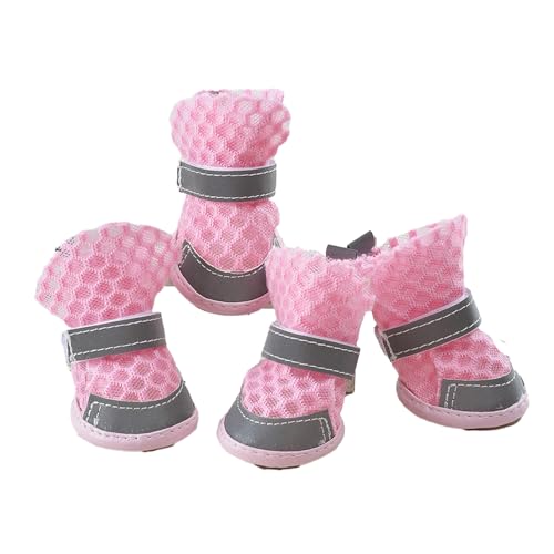 ESTINTENG Atmungsaktive Sommerschuhe für kleine Hunde, Netz-Sandalen, Teddy, VIP, Zwergspitz, für kleine Hunde, Hundefußabdeckungen, Rosa, Nr. 3 (empfohlenes Gewicht von 2,3–3,6 kg) von ESTINTENG