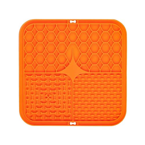 ESTINTENG Pet Licking Pad Silikon Pet Geschirr Schüssel Saugnapf Langsam Hund Lecken Pad-Orange -20cm Groß von ESTINTENG