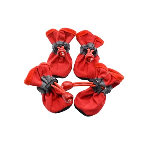 Teddy Puppy Walking Rutschfeste Haustier-Schuhüberzug Haustier Wasserdichte Regenschuhe Roter Schuh Sechs von ESTINTENG