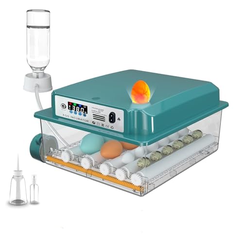 Eierbrutator, 16/36 Eierbrutkasten mit automatischem Drehen und Wasserzufuhr, 5 Modi (Huhn/Ente/Gans/Taube/Wachtel), integrierter Eierkerzer, verstellbare Rollen, für Geflügelbrüter (16 Eier) von ESTTO