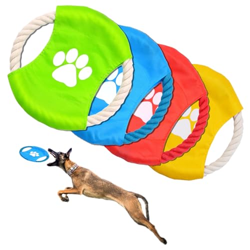 ESYFOR Frisbee Hund, 4 Stück Hundefrisbee Natürliches Baumwolle Hunde Frisbee Helles Interessant Hundespielzeug Frisbee für Hundetraining,Werfen,Fangen und Spielen ESYFOR Frisbee Hund, 4 Stück Hundefrisbee Natürliches Baumwolle Hunde Frisbee Helles Interessant Hundespielzeug Frisbee für Hundetraining,Werfen,Fangen und Spielen von ESYFOR