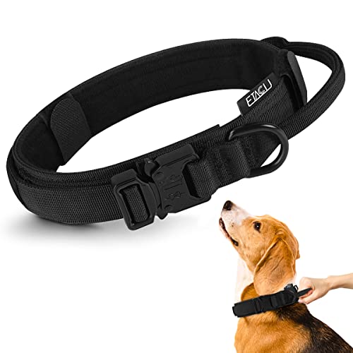 ETACCU hundehalsband mittelgroße Hunde, Neopren Nylon Halsband Hund mit Griff, Einstellbare Halsband Hund schwarz L(45-55 cm) von ETACCU