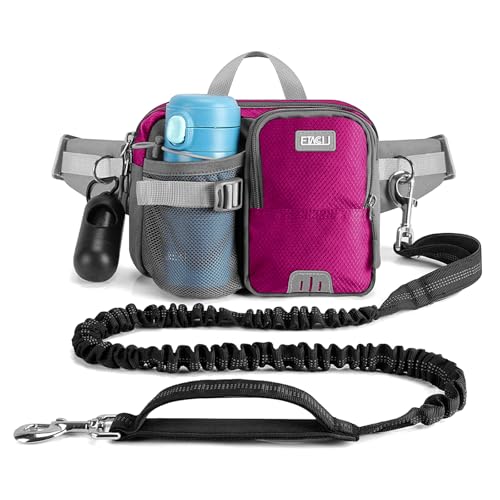 ETACCU Joggingleine Hunde mit Bauchgurt, Freihandleinen Jogging Hundeleine für große und mittelgroße Hunde, Elastische Reflektierende Laufleine 124-180 cm für Laufen, Joggen (Rosa) von ETACCU