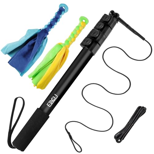 ETACCU Reizangel Hunde Große Hunde, Hundespielzeug Ausziehbar, 150cm Flirt Pole mit Seil Spielzeug, Hundespielzeug Für Kleine & Mittlere & Große von ETACCU