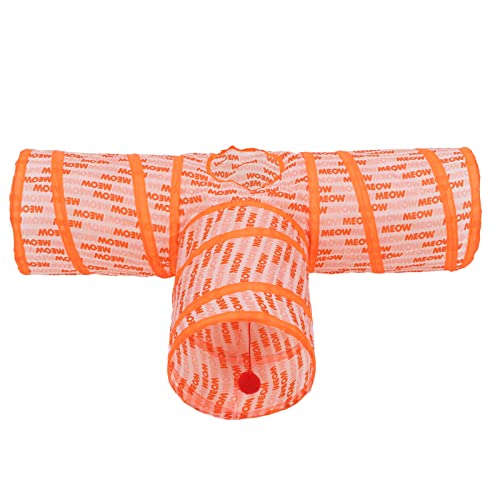 3 -Wege -Katzentunnel -Tränenfaltungsdesign Interaktives Spielzeug für Katzen Polyester Material Orange von ETAINGYEUN