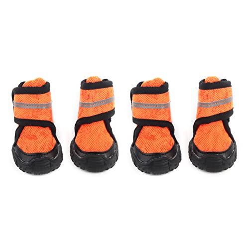 ETAINGYEUN 4pcs Haustierschuhe Antislip atmungsaktive Hundehundschuhe mit reflektierenden Gurten für kleine mittelgroße große Hunde (45) von ETAINGYEUN
