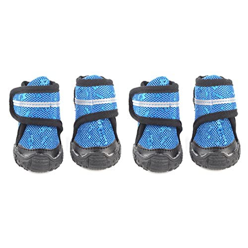 ETAINGYEUN 4pcs Haustierschuhe Antislip atmungsaktive Hundehundschuhe mit reflektierenden Gurten für kleine mittelgroße große Hunde (45) von ETAINGYEUN