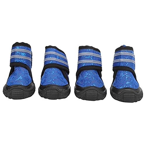 ETAINGYEUN 4pcs Haustierschuhe Antislip atmungsaktive Hundehundschuhe mit reflektierenden Gurten für kleine mittelgroße große Hunde (50 Yards) von ETAINGYEUN