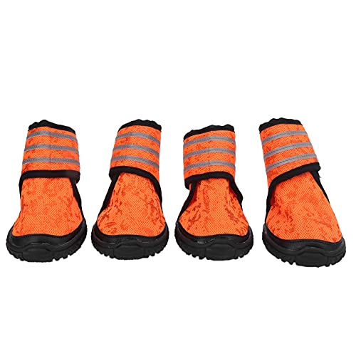 ETAINGYEUN 4pcs Haustierschuhe Antislip atmungsaktive Hundehundschuhe mit reflektierenden Gurten für kleine mittelgroße große Hunde (50 Yards) von ETAINGYEUN