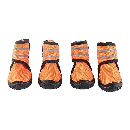 ETAINGYEUN 4pcs Haustierschuhe Antislip atmungsaktive Hundehundschuhe mit reflektierenden Gurten für kleine mittelgroße große Hunde (60 Yards) von ETAINGYEUN