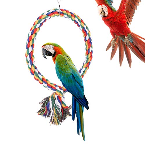 ETAINGYEUN Buntes Baumwollseil -Schwung Haustier Vogel Barsch Kauspielzeug für kleine und mittlere Vögel geeignet von ETAINGYEUN