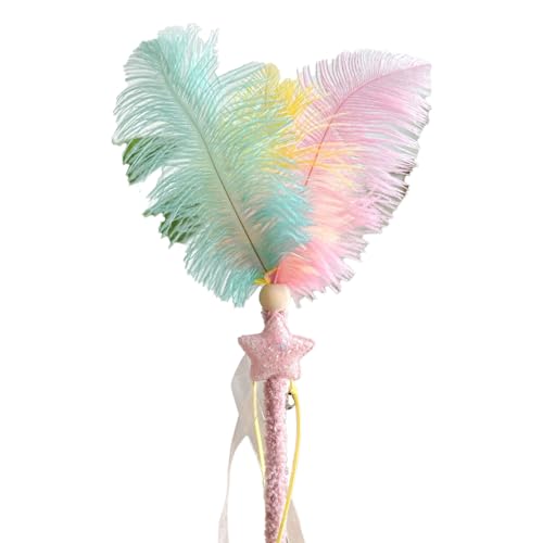 ETAINGYEUN Cat Stick Federspielzeug Interactive Fun Flexible Förderung Bewegung und mentale Stimulation Cat neckt Cat Stick Spielzeug Innenräume (Rosa Stern) von ETAINGYEUN