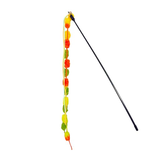 ETAINGYEUN Cat Stick Spielzeug Weiche und robuste interaktive Katzenteaser mit Glocken, die für Kätzchen und kleine Katzen geeignet sind (Orange) von ETAINGYEUN