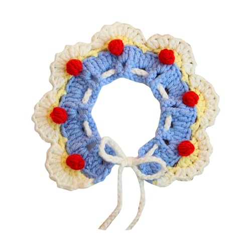 ETAINGYEUN Geflochtener Halsband handgefertigt weiche und robuste verstellbare Strickkatze Lätzchen für Partys und tägliche Spaziergänge Mohair (Prinzessin Farbe m) von ETAINGYEUN