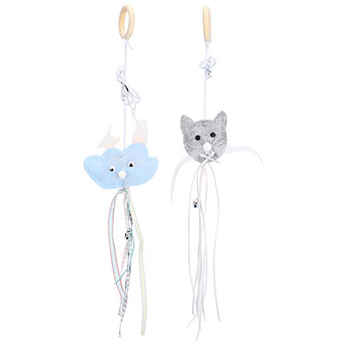 ETAINGYEUN Holzplüschkatze Spielzeug Spaß Interaktive Trainingsstift Haustier Spielen Blue Cloud Grey Katze von ETAINGYEUN