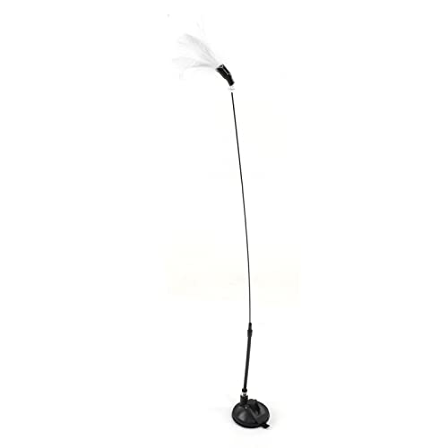 ETAINGYEUN Interaktive Katzenfeder Stick Saugnapf Cup Katze necken Stick Bell Kätzchen Übung Indoor -Spielzeug (Feder weiß) von ETAINGYEUN