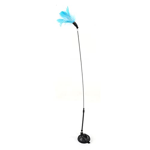 ETAINGYEUN Interaktive Katzenfeder Stick Saugnapf Cup Katze necken Stick Bell Kätzchen Übung Indoor -Spielzeug (Federblau) von ETAINGYEUN