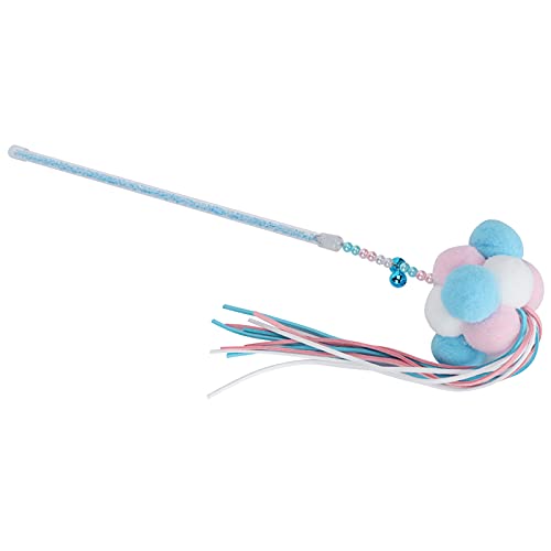 ETAINGYEUN Katze Quasten Spielstock mit Bell und Plüschball Pet Cat Interactive Training Toy (Blau) von ETAINGYEUN