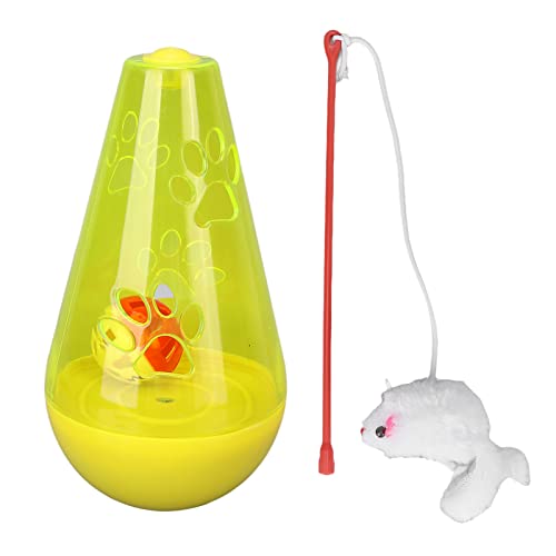 ETAINGYEUN Katze Tumbler Toy Cat Bell Ball Interactive Snack Toy Plüsch Stick Indoor Katze Kätzchen (Gelb) von ETAINGYEUN