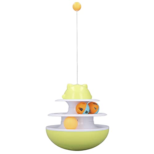 ETAINGYEUN Katzen -Turntable Toy 2 Level Interactive Training Kätzchen Trackturm -Puzzlespielzeug mit Rolling Ball für PET Mental and Physical Entertainment (Gelb) von ETAINGYEUN