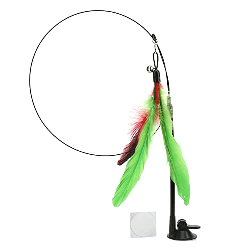 ETAINGYEUN Katzenfeder Wand Interactive Saugnapfspielzeug fördert Katzenübung und lindert Angstzustände (Green Feather) von ETAINGYEUN