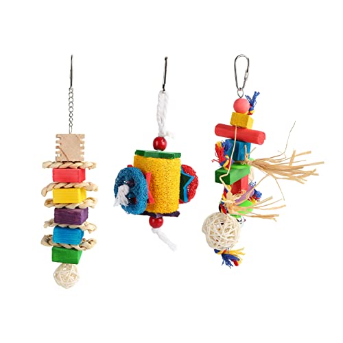 ETAINGYEUN Papagei kauen Spielzeug farbenfrohes sicheres Material für Vogel Loofah Mais Hülsen Rattan Ball von ETAINGYEUN