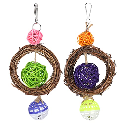 ETAINGYEUN Papageien Spielzeug Sturdy Rattan Ball Swing Bell geeignet für Vogelkäfig Dekoration ETAINGYEUN Papageien Spielzeug Sturdy Rattan Ball Swing Bell geeignet für Vogelkäfig Dekoration von ETAINGYEUN