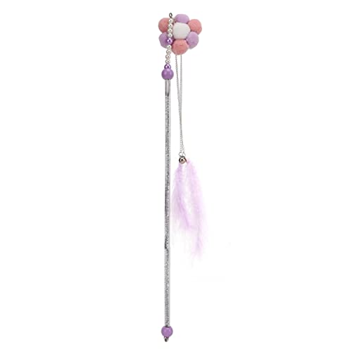 ETAINGYEUN Quastenkatze Teaser Stick Katzenspielzeug Feather Feather Interactive Stick Kätzchen Play Bell (Purple Sun Flower) von ETAINGYEUN