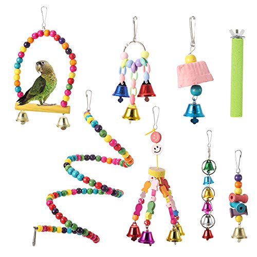 ETAINGYEUN Vogelspielzeugset Bunte Perlen Holzhänge -Papageienkauspielzeug für Vögel und kleine Haustiere 8 Stcs ETAINGYEUN Vogelspielzeugset Bunte Perlen Holzhänge -Papageienkauspielzeug für Vögel und kleine Haustiere 8 Stcs von ETAINGYEUN