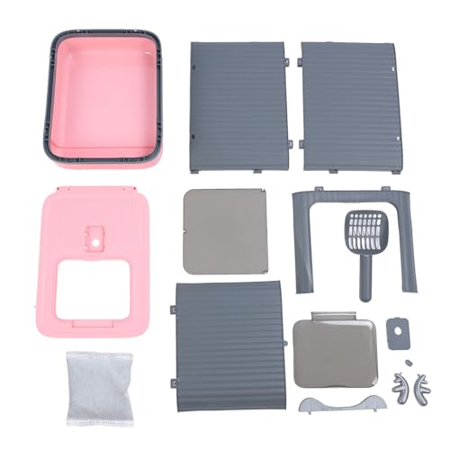 Geschlossener Katzenstreubox mit großer Kapazität Top -Eingang Deodorisierende Kunststoffabdeckung Haushaltskatze Katzentoilette (Rosa) von ETAINGYEUN
