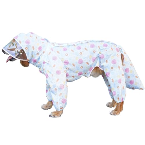 Großer Hund Regenmantel Atmungsaktives transparentes Rand 4 -Bein Cartoon Hunde Regenjacke mit Kapuze für Labrador Golden Retriever (10xl) von ETAINGYEUN