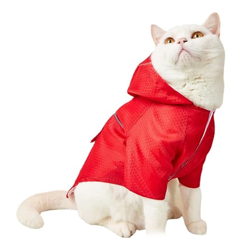 Haustier Regenmantel reflektierender Streifen Kapuze -Jacke geeignet für kleine Hunde und Katzen geeignet (M) von ETAINGYEUN