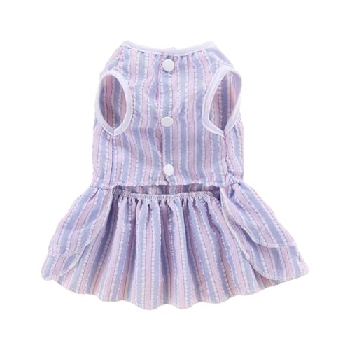 Haustier gestreiftes Kleid Elegante atmungsaktive Frühlings- und Sommerkatkleid mit Bug französischer Bulldogge Bichon Teddy Pommerianer (XL) von ETAINGYEUN
