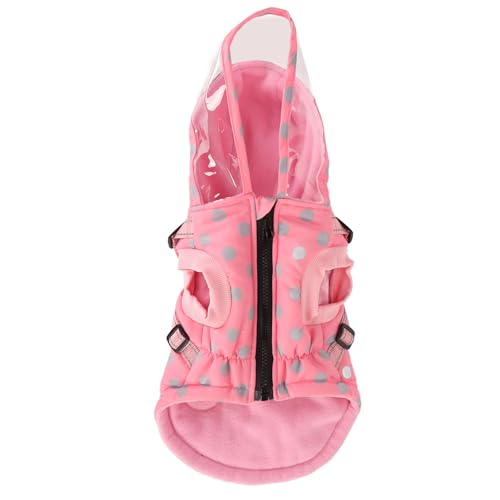 Hooded Hundejacke Warmer Windschutzmantel mit verstellbaren Trägern reflektierende Streifen Rand für Haustier Winterkleidung rosa grau (L) von ETAINGYEUN