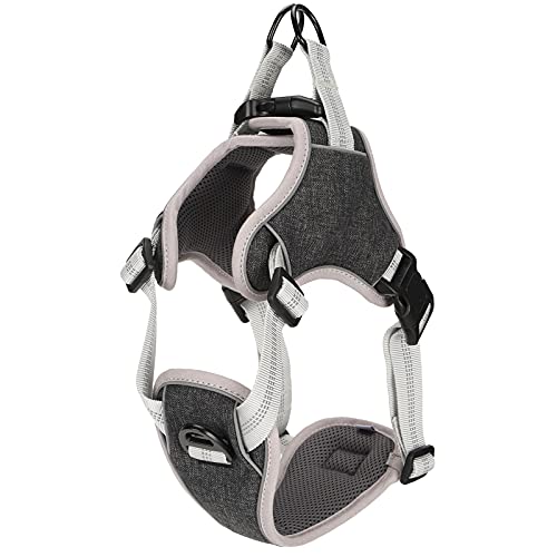 Hundeweste Stil Sicherheitsgurt Verstellbare reflektierende Sicherheitstrustgurt 360 ° Umgebung großes mittelschwarzes Schwarz (L) von ETAINGYEUN