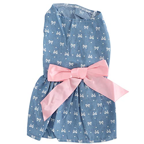 Hundrock Polyester ärmellose Bogenknot Haustier Sommerkleid Girls süße Elegante Bequeme stabile für tägliche Verschleiß und Schlafen (XZD225 Bow M) von ETAINGYEUN