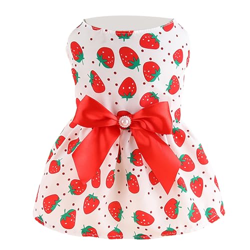 Niedliche Hundekleid Prinzessinstil Daily Wear Sommer Haustierkleidung Rot Erdbeermuster Polyester Material Welpe Kostüm (Xs) von ETAINGYEUN