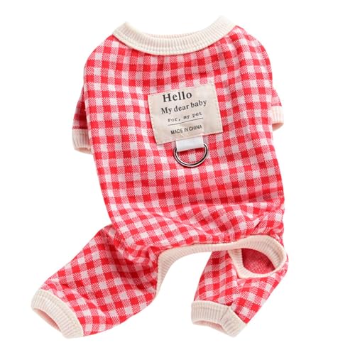 Plaid Hund Kleidung Leine Set Weiche Atmungsaktive Haustier Kleidung Leine Geeignet Für Bichon Frise Teddy (S) von ETAINGYEUN