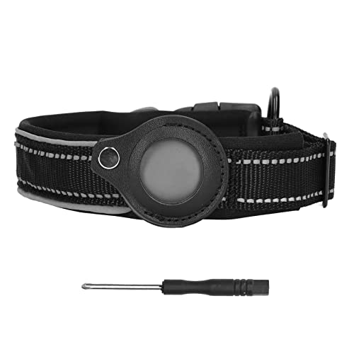 Reflektierender Hundehalsband Verstellbares schweres Neopren gepolstertes Haustierkragen mit Luftttag -Halterung für mittelgroße große Hunde (L) von ETAINGYEUN