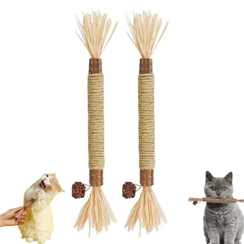 ETHORY Nunapets Cat Chew Toy, Nunapets Natural Silvervine Stick Cat Chew Toy, Nuna Pets Cat Chew Stick, Cat Teeth Cleaning Sticks, Chew Toy for Kittens Teeth Cleaning, Cat Dental Toy (2pcs) von ETHORY