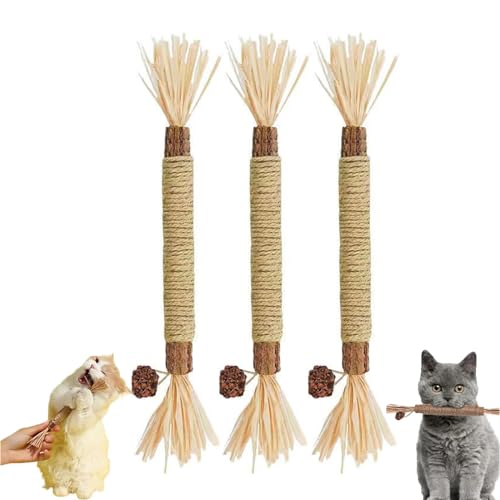 ETHORY Nunapets Cat Chew Toy, Nunapets Natural Silvervine Stick Cat Chew Toy, Nuna Pets Cat Chew Stick, Cat Teeth Cleaning Sticks, Chew Toy for Kittens Teeth Cleaning, Cat Dental Toy (3pcs) von ETHORY