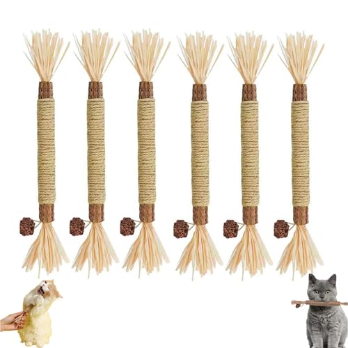 ETHORY Nunapets Cat Chew Toy, Nunapets Natural Silvervine Stick Cat Chew Toy, Nuna Pets Cat Chew Stick, Cat Teeth Cleaning Sticks, Chew Toy for Kittens Teeth Cleaning, Cat Dental Toy (6pcs) von ETHORY