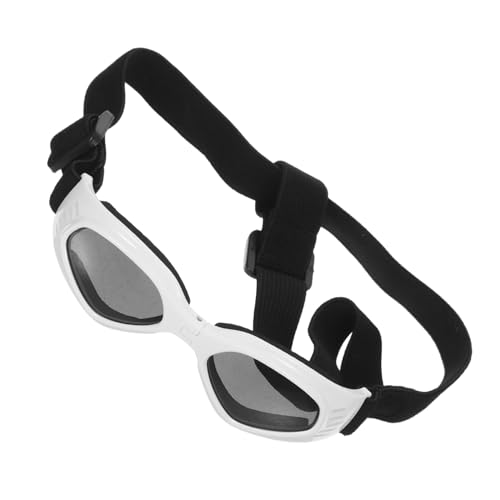 ETHZZLE Faltbare Hundesonnenbrille Weiß mit Uv Schutz und Wasserdichten Gläsern Verstellbare Tierbrille für Kleine bis Große Hunde Winddichte Outdoor Hundebrille für und Reisen von ETHZZLE