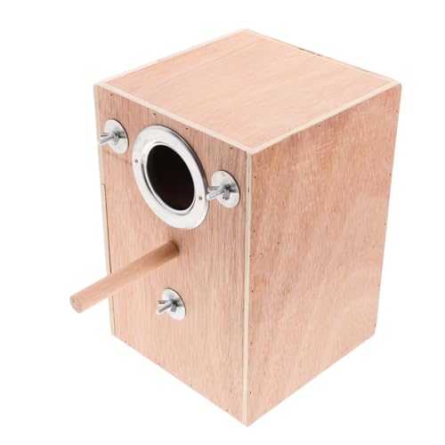 ETHZZLE Hängende Papageien Brutbox aus Holz mit Sitzstange Platzsparendes Außendesign für Verschiedene Papageienarten Natürlicher Holzbau Sicherer und Gemütlicher Brutplatz für Garten und von ETHZZLE