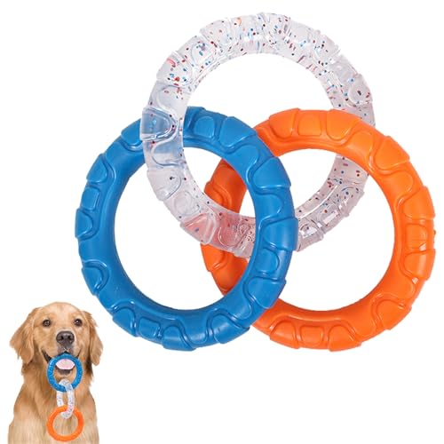 ETIAL Gummi 3-Ring Zerren Hundespielzeug, Unzerstörbares Zugspielzeug für Training und Zahnreinigung, Interaktives Tauziehen Hund Kauspielzeug für aggressive Kauer, Outdoor Welpe Ring Spielzeug für von ETIAL