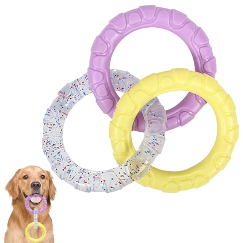 ETIAL Gummi 3-Ring Zerren Hundespielzeug, Unzerstörbares Zugspielzeug für Training und Zahnreinigung, Interaktives Tauziehen Hund Kauspielzeug für aggressive Kauer, Outdoor Welpe Ring Spielzeug für von ETIAL